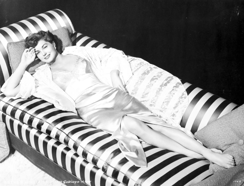 Esther Williams Lying in Black and White Photo Print