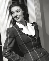 Loretta Young in black striped jacket photo print.