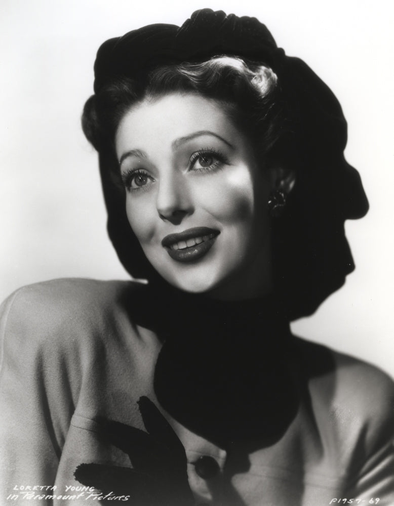 Loretta Young posed with black gloves photo print