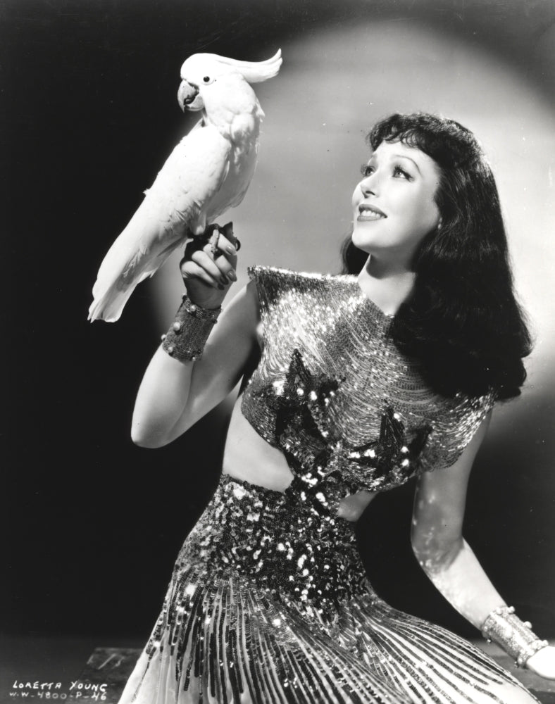 Loretta Young Photo Print with Parrot Bird