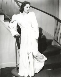 Loretta Young in a long white dress photo print
