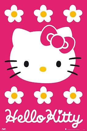 Hello Kitty Pink Background Poster Print - 22x34
