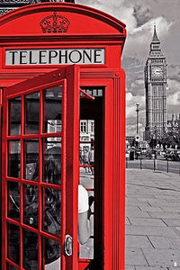 London Telephone Booth Poster Print - 22x34 Rolled Art