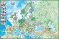 Political and Physical Map of Europe HFE Rolled Poster Print