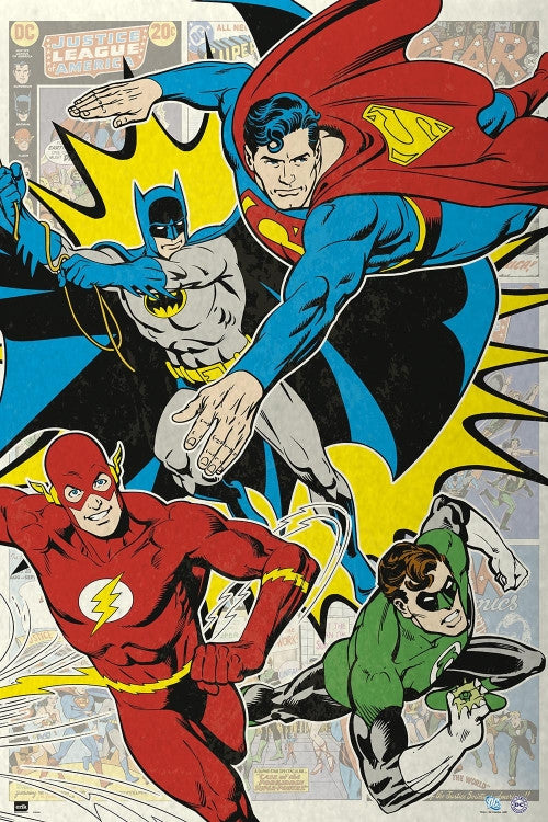 DC Comic 4 Superheroes Poster Print - 22x34 Rolled Art
