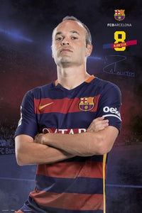 FC Barcelona Iniesta Pose 2015-2016 Rolled Poster Print