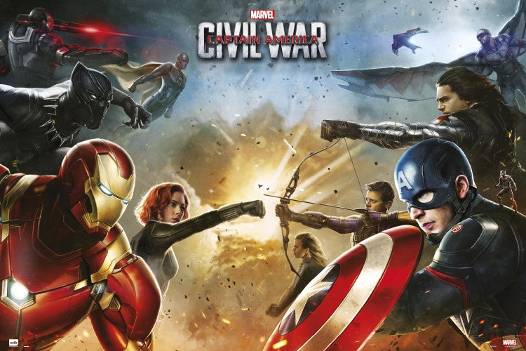 Captain America Civil War Teams Rolled Poster Print