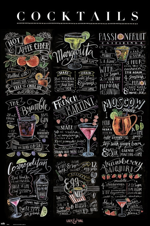 Lily & Val Cocktails Poster Print - Perfect for Home or Office