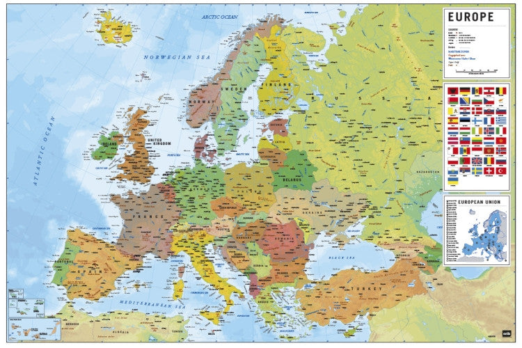 Europe Map Poster Print - Decorative Wall Art
