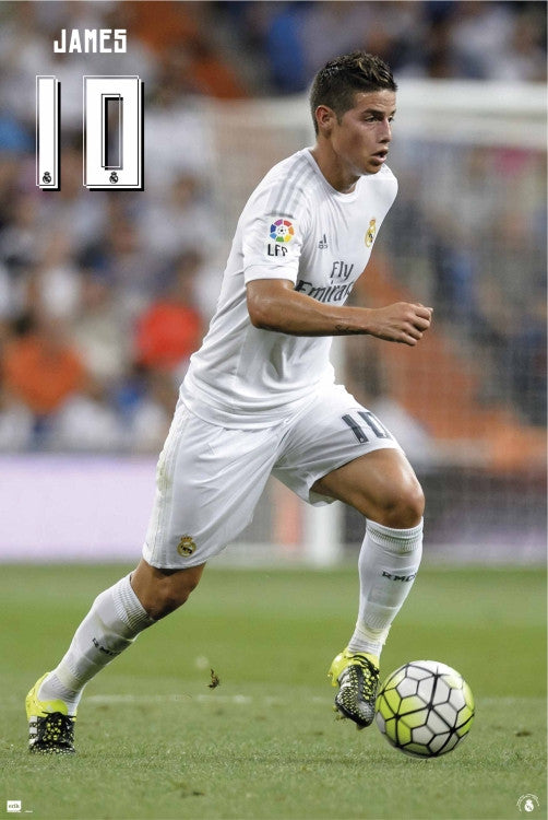 Real Madrid 2015-2016 James Rodriguez Action Poster Print