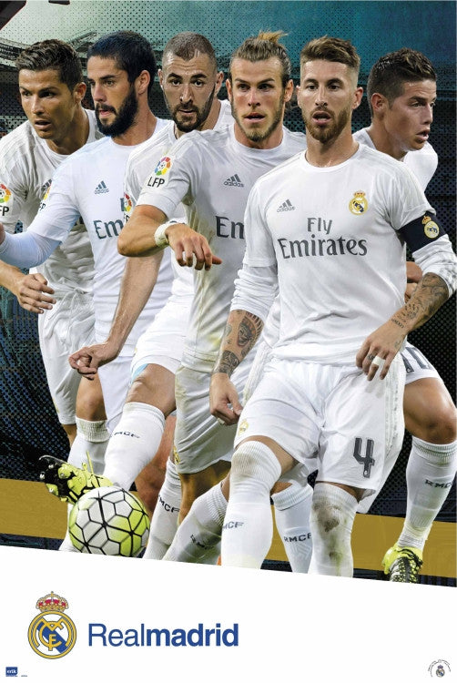 Real Madrid 2015-2016 Group Action Rolled Poster Print