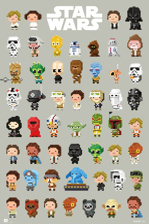Star Wars 8-Bit Characters Rolled Poster Print - 22x34