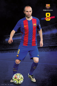 FC Barcelona 2016/2017 Andres Iniesta Pose Poster Print