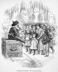 Thomas Nast Christmas Wood Engraving Print - Shrine of St. Nicholas