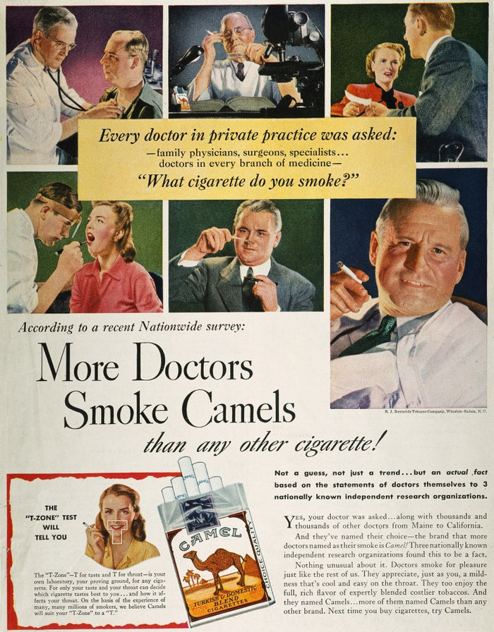 Camels Cigarette Ad Print 1950 - Vintage Poster
