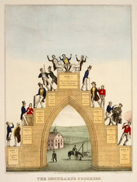 Drunkard's Progress Hand-Colored Lithograph Print by Kelloggs and Thayer