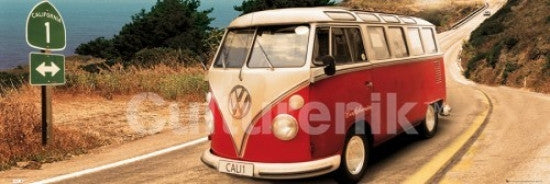 Volkswagen Camper Route One Rolled Poster Print