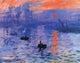 Impression, Sunrise - Blue poster print by Claude Monet, featuring a stunning sunrise over water.