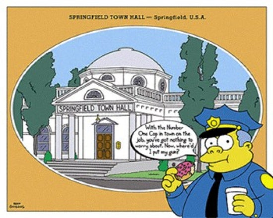 The Simpsons Springfield Town Hall Poster Card 10 x 8