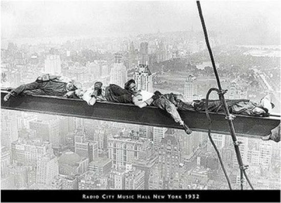 Men on Beam - Radio City, 1932 Poster Print featuring workers high above the city.