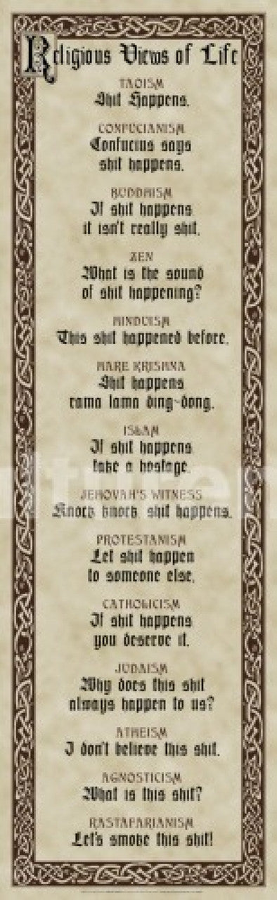 Religious Views of Life Rolled Poster Print - 36x12