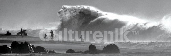 Surfers Black and White Poster Print - 36x12