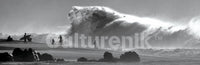 Surfers Black and White Poster Print - 36x12