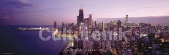 Chicago Purple Landscape Poster Print - 36x12 Rolled Poster