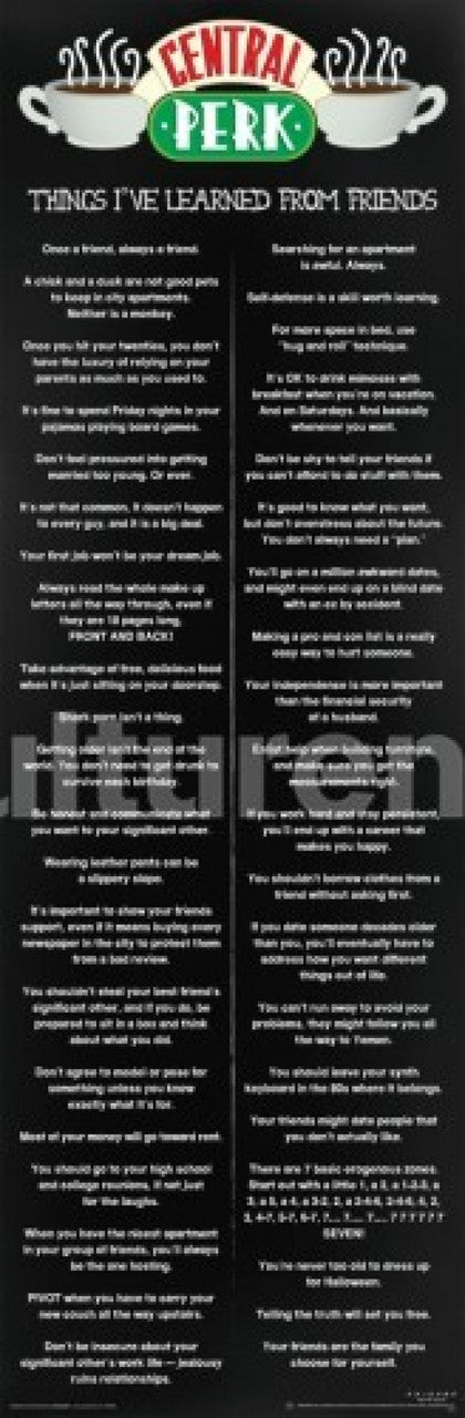 Friends Central Perk Poster - Things I Learned | Posterazzi