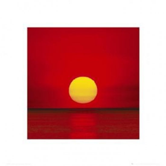 Red Sunset Poster Square Art Print for Home Décor