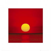 Red Sunset Poster Square Art Print for Home Décor