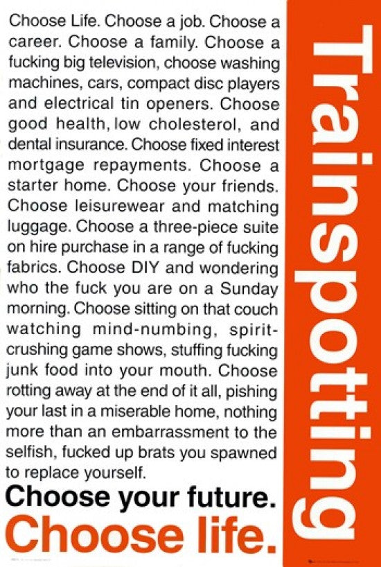 Trainspotting Life Words Rolled Poster Print - 22x34