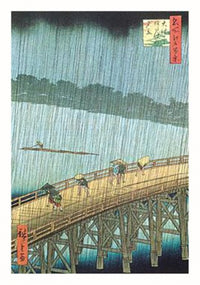 Sudden Shower Ohashi Poster Print showcasing serene nature scene