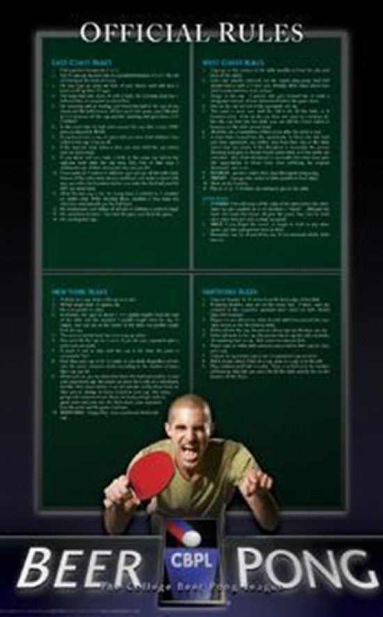 Beer Pong Official Rules Poster Print - Perfect for Game Rooms