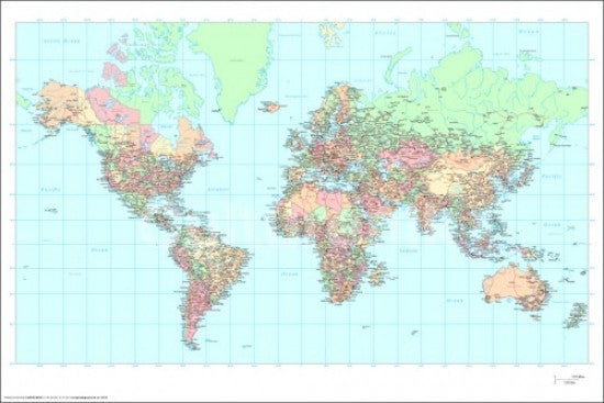World Map Poster Print - Rolled Wall Art for Home or Office