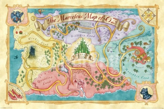 Wizard of Oz Map Rolled Poster Print - 34x22