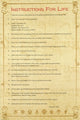 Instructions for Life Poster featuring teachings by the Dalai Lama, 24x36 inches.