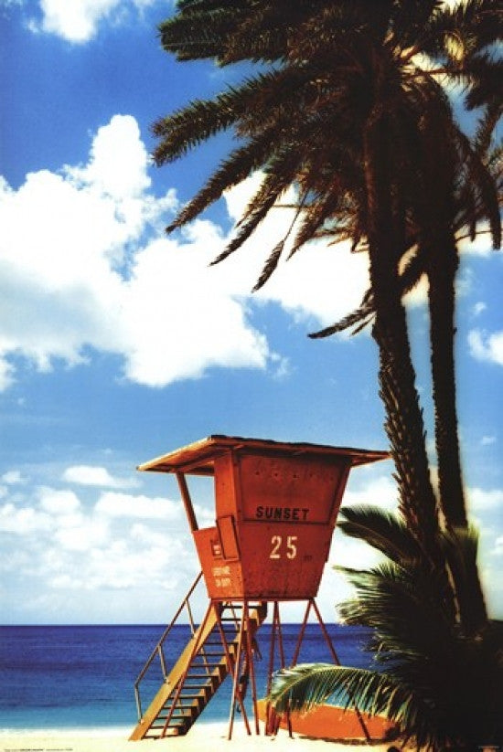 Tropical Orange Lifeguard Hut Poster Print - 22x24