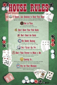 House Rules Poker Poster - vibrant design for game rooms