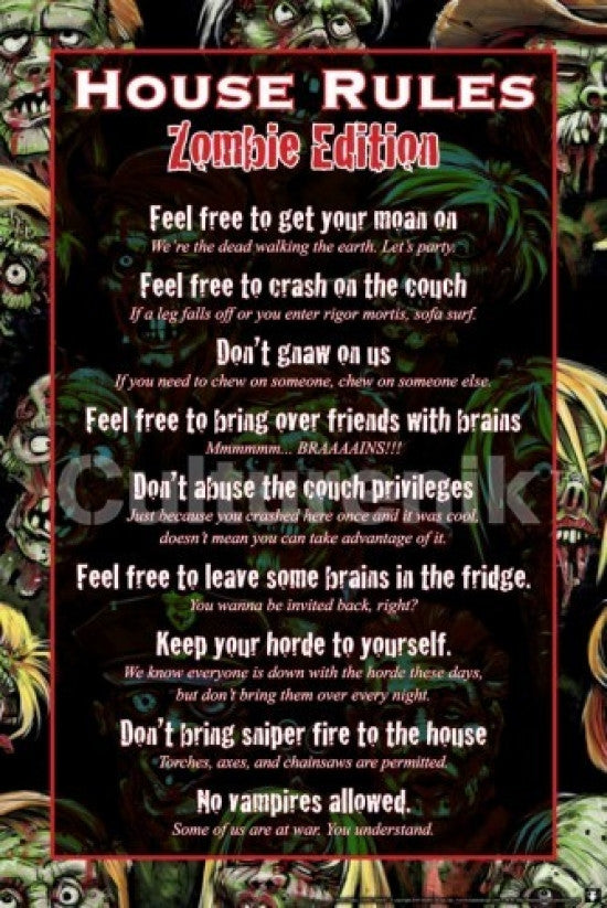 House Rules - Zombie Poster Print (34x22) | Posterazzi