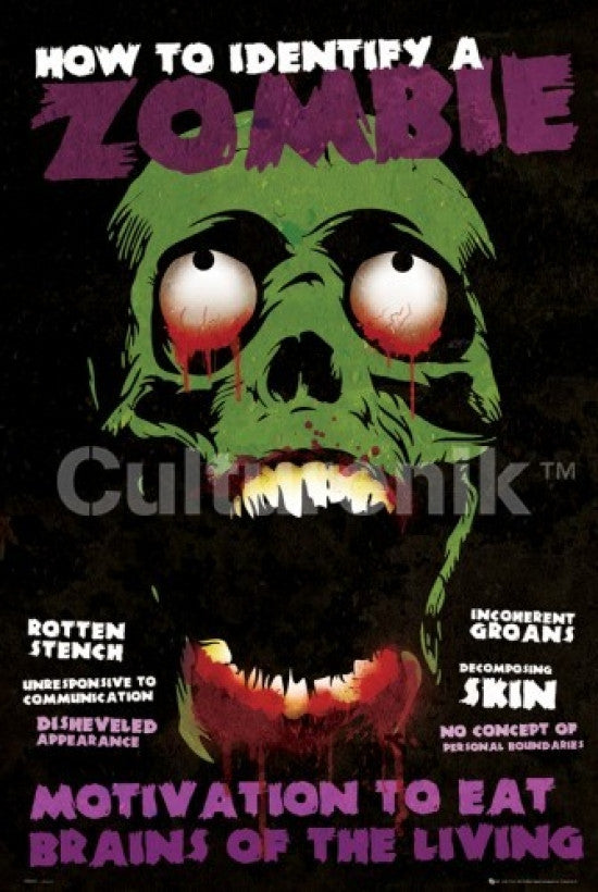 Identify A Zombie Rolled Poster Print - Size 34x22