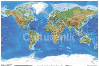 Planetary Visions Physical Map of the World Poster Print (36x24)