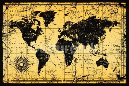 World Map Vintage Style Poster Print - 36x24 | Posterazzi