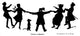Silhouette of People Dancing Poster Print showcasing dynamic movement and energy.