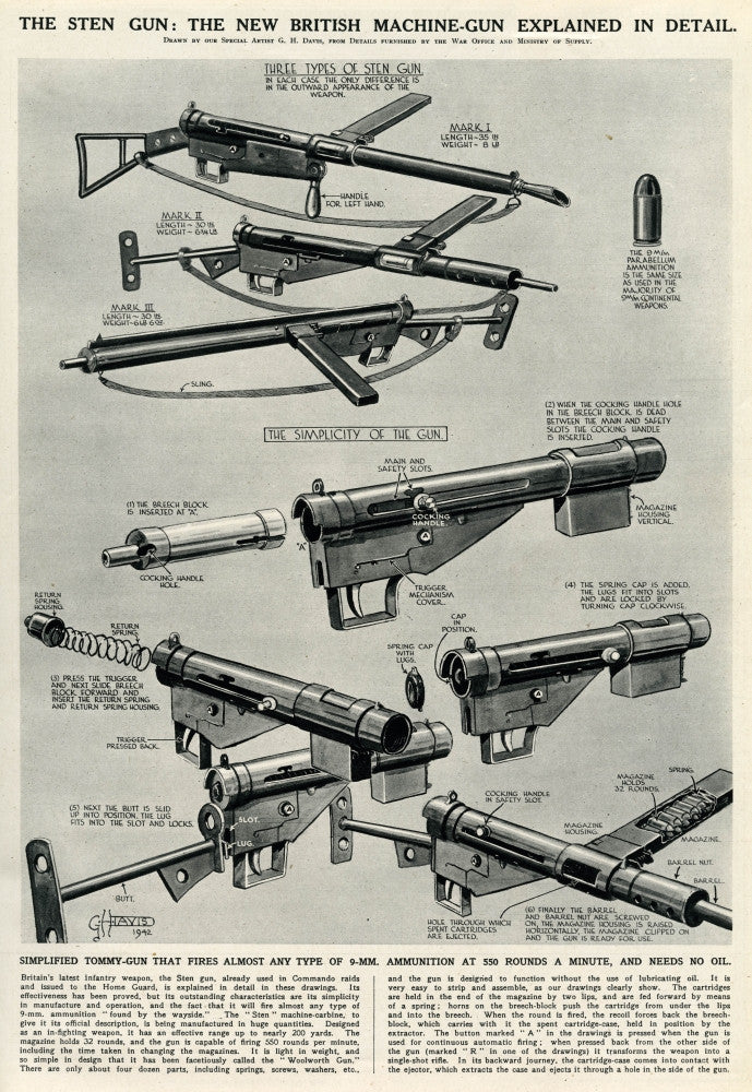 New British Sten Gun Fine Art Print by Illustrated London News Ltd