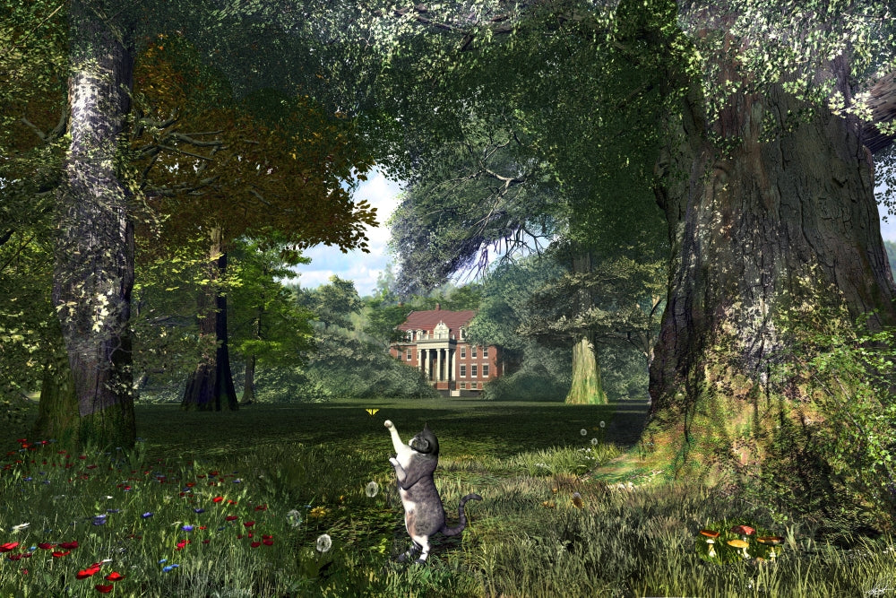 Tree Cats Poster Print featuring playful cats in a tree by Dominic Davidson.
