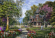 Late Summer Garden Poster Print by Dominic Davidson showcasing vibrant flowers and greenery.