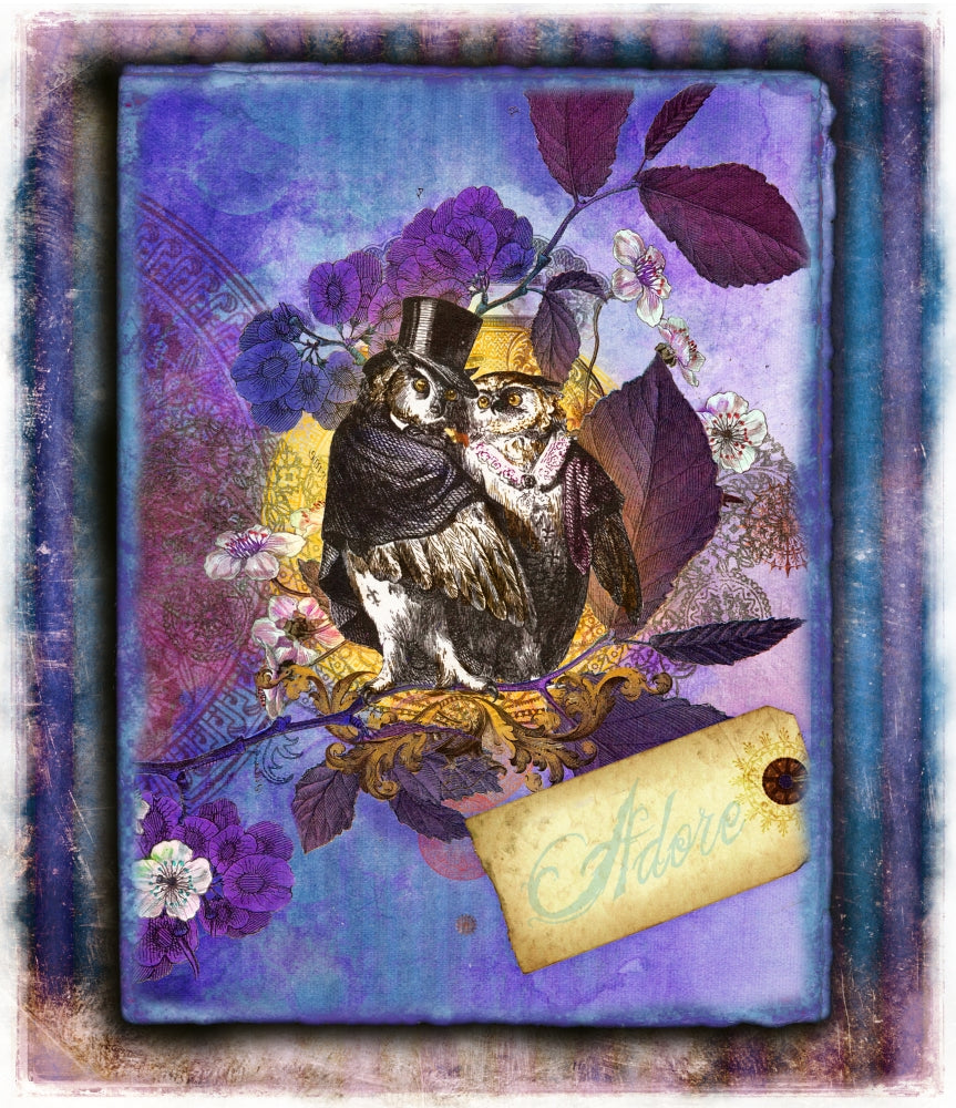 The Owlsleys poster print by Aimee Stewart featuring colorful owls.