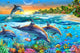 Dolphin Bay Poster Print by Adrian Chesterman featuring dolphins in clear water.