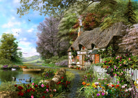 Countryside Cottage Poster Print by Dominic Davidson, showcasing a serene rural landscape.